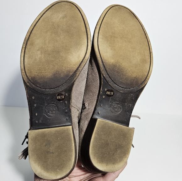 Lucky Brand Taupe Gray Suede Fringe Beeliner Booties - Picture 7 of 10